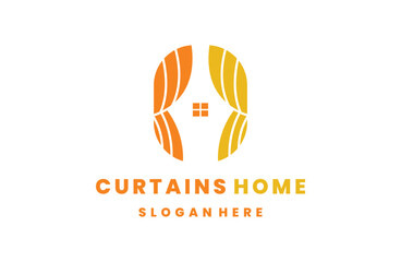 curtains logo template inspiration. flat curtain logo icon .