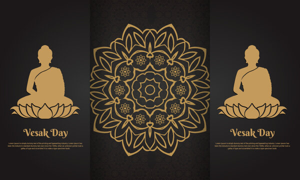 Vesak day design banner vector. Celebration vesak day design with Buddha silhouette vector.