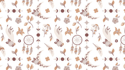 Seamless pattern in boho style. Vector illustration