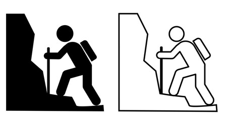 Hiking backpacker icon. - obrazy, fototapety, plakaty