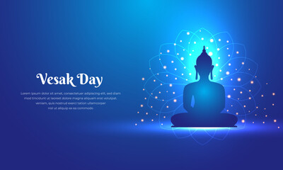Celebration vesak day design with Buddha silhouette vector. Shiny Vesak day design background vector.