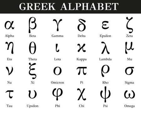 Greek alphabet, Greek letter, greek font, vector