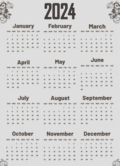 calendar 2024 vector. Happy New Year calendar eps file