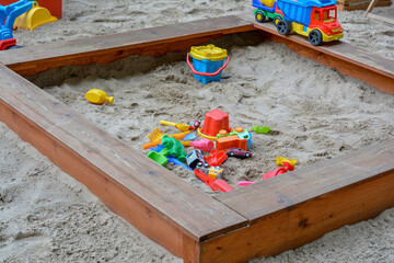 Children's toys in the sandbox