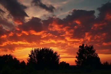 Fototapeta na wymiar colorful sunset sky, clouds. Generative AI