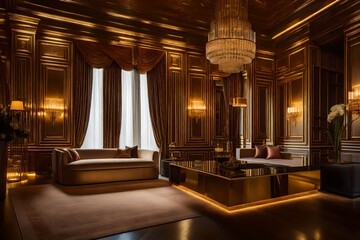 A Photograph capturing an opulent interior exuding elegance and sophistication. Luxurious textures...
