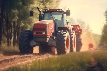 Tractor in the field, Agricultural machinery