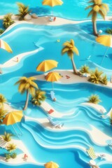 Fototapeta na wymiar Exotic Escape: 3D Pineapple Drink, Seaside, Palm Tree, travel , holiday concept