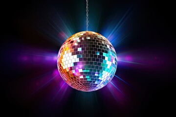 Obraz premium Bright shiny disco ball against a dark backdrop