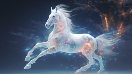 Obraz na płótnie Canvas Snow-White Unicorn with Magical Powers