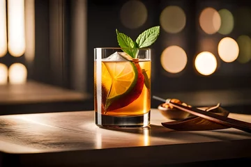 Foto op Plexiglas glass of whiskey on the table © Image Studio