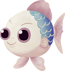 fish cute cartoon watercolor PNG