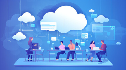 people working with cloud computing concept