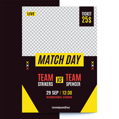 Matchday sports flyer design template vector, tournament, event, poster, cover, banner