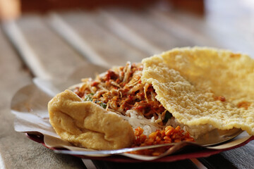 rice pecel ( nasi pecel ) typical Indonesian street food