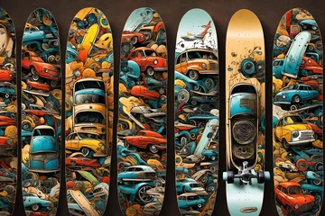 Gordijnen Best skateboard deck designs. Horror skateboard deck design. Skateboard designs.  © FDX