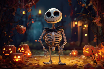 Halloween baby skeletons - obrazy, fototapety, plakaty