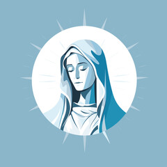 vector illustration of Our Lady Virgin Mary Mother of Jesus,  Holy Mary, printable, suitable for logo, sign, tattoo, laser cutting, sticker and other print on demand
