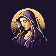 vector illustration of Our Lady Virgin Mary Mother of Jesus,  Holy Mary, printable, suitable for logo, sign, tattoo, laser cutting, sticker and other print on demand