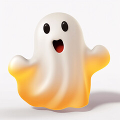3D rendering of Halloween ghosts, cute ghostly material