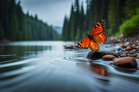 butterfly on the lake