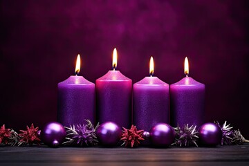 Obraz na płótnie Canvas Four mysterious purple lights on the Advent candles