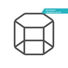 Hexagonal prism 3d shape. Modern, simple flat vector illustration for web site or mobile app