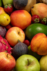 Huge group of fresh fruits. Group of mixed fruits. Shot in a studio. food background