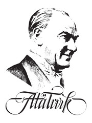 Mustafa Kemal Atatürk portrait, vector design, founder and first president of the Republic of Turkey