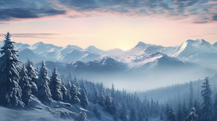Fototapeta na wymiar a snow covered field with trees,
