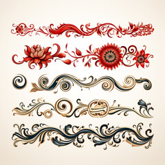 Luxury decorated border pattern set, pattern for frame border, Generative AI.