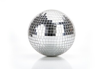 Silver disco ball isolated on white background