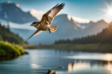 Foto op Plexiglas seagull flying over the water © Adeel