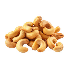 Roasted cashew nuts isolated on transparent background