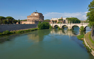 View on the Tiber river on a sunny day