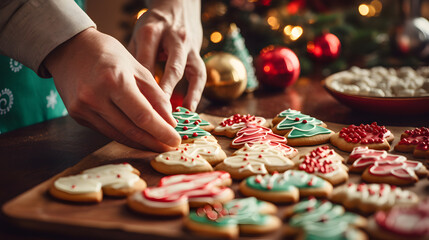Christmas baking gingerbread and cookies at home.