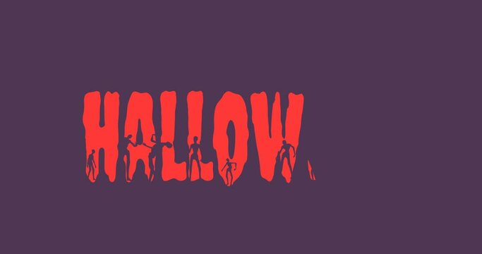Halloween word and silhouettes of zombie on them