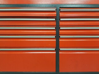 Frontview of a red toolbox drawer