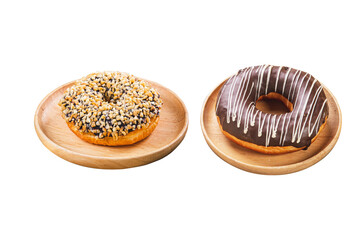 Chocolate donut and Donut with peanut