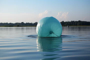 Foto op Plexiglas A floating inflatable object on the body of water. Generative AI © Lennox