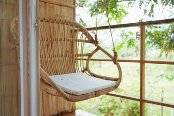 Chair made from rattan Located at the natural terrace.