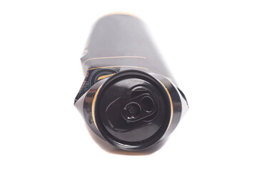 Empty crumpled can from energy drink or beer