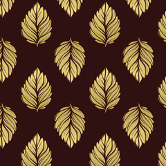 Fototapeta premium Vector illustration of leaves seamless pattern. Floral organic background. Hand drawn leaf texture.
