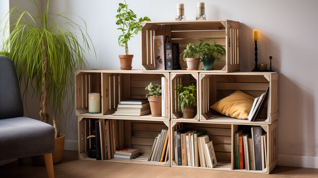 Functional Wooden Crates for Organize Books and Accessories or Household Items