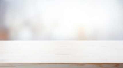Empty white table blurred on soft light gently bokeh background - Powered by Adobe