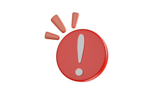 3D red danger warning or red emergency alert alert on 3D rescue warning icon. Important notification for urgent safety concept.