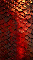 Exotic Red and Gold Dragon Skin Pattern Unveiling the Mystique of Mythical Creatures Against a 3D Rendered Background
