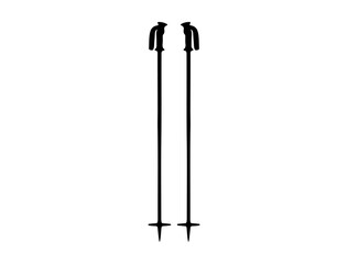 Ski poles silhouette vector art white background