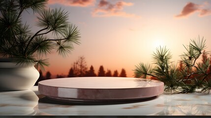 Obraz premium podium minimalist style photography with blurry background