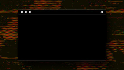 Browser interface. Website window mockup, internet screen frame, browser tab on Glitch noise static television VFX. Visual video effects stripes background, CRT tv screen no signal glitch effect - obrazy, fototapety, plakaty